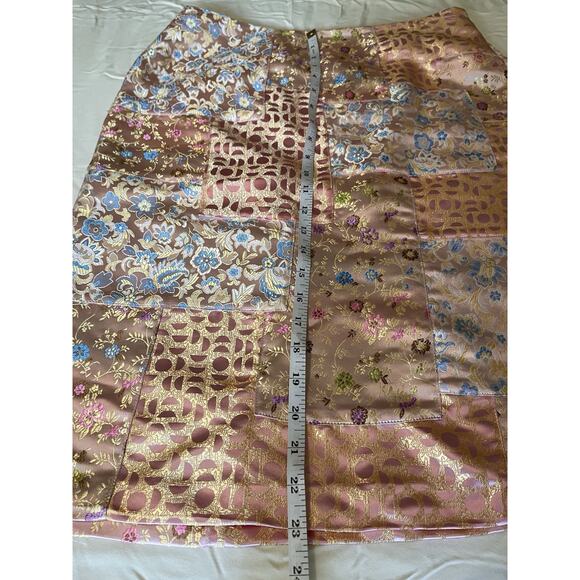 Sophie‎ Chang Sateen Pink Patchwork Lined Skirt Boho Country Women Sz M - Picture 9 of 11